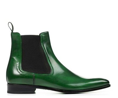 New Handmade Men's Green Leather Chelsea Boots, Men Ankle Fashion Dress Boots