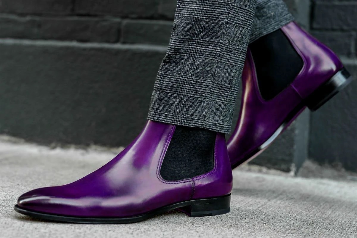 mens purple dress boots Stacy Adams Shoes Madison Cap Toe Lace Up Boot Purple Size 10