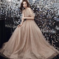 Elegant tulle beads long prom dress evening dress - Thumbnail 3
