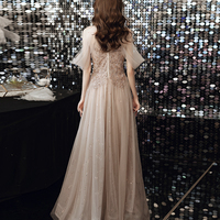 Elegant tulle beads long prom dress evening dress - Thumbnail 5