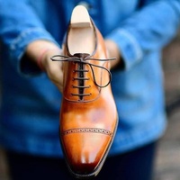 Handmade European Style Men Brown Leather oxford Shoes - Thumbnail 4