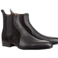 Handmade Black Color Suede Leather Boot, Men's Ankle High Chelsea Style Dress Boot - Thumbnail 4