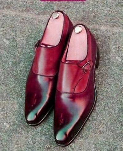 Splendid Red Patina MONK Style Premium LEATHER Classic Shoes For Men