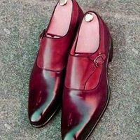 Splendid Red Patina MONK Style Premium LEATHER Classic Shoes For Men - Thumbnail 4