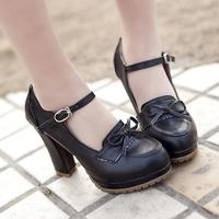 Retro Bowknot Chunky High Heels - Thumbnail 1