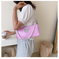 Butterfly Pearl Chain Shoulder Bag - Thumbnail 2