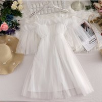 Off Shoudler Ruffled Beautiful Tulle Dresses - Thumbnail 3