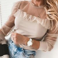 Temperament Ruffled Lace Splicing Shirt - Thumbnail 1