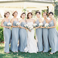 Charming Sheath One Shoulder Light Blue Chiffon Long Bridesmaid Dresses Under 100 - Thumbnail 1