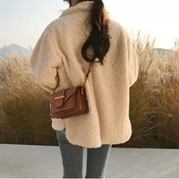Cute Teddy Fur Coat Thick Autumn Loose Button Plush Jacket E-Girl Kawaii Korean Japanese Harajuku Retro Streetwear Fashion - Thumbnail 2