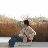 Cute Teddy Fur Coat Thick Autumn Loose Button Plush Jacket E-Girl Kawaii Korean Japanese Harajuku Retro Streetwear Fashion - Thumbnail 6