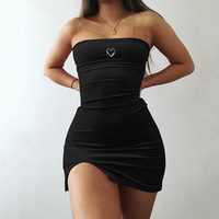 Cute Sexy Heart Love Velvet Mini Split Dress Bodycon Sleeveless Backless Party E-Girl Kawaii Korean Japanese Harajuku Retro Streetwear Fashion - Thumbnail 5
