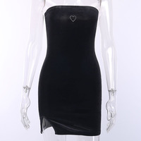 Cute Sexy Heart Love Velvet Mini Split Dress Bodycon Sleeveless Backless Party E-Girl Kawaii Korean Japanese Harajuku Retro Streetwear Fashion - Thumbnail 6