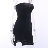 Cute Sexy Heart Love Velvet Mini Split Dress Bodycon Sleeveless Backless Party E-Girl Kawaii Korean Japanese Harajuku Retro Streetwear Fashion - Thumbnail 8