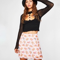 Cute Pink Bear Cartoon 90s Vintage Print Mesh Sheer Mini Skirt Bottom E-Girl Kawaii Korean Japanese Harajuku Retro Streetwear Fashion - Thumbnail 1