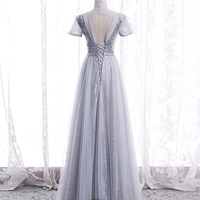 A line tulle sequins long prom dress evening dress - Thumbnail 2