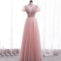 A line tulle sequins long prom dress evening dress - Thumbnail 3