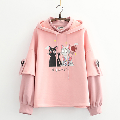 Harajuku cute sailor moon luna cat hoodie