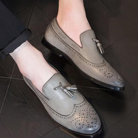 New Gray Beauty Penny Tassels Wing Tip Loafer Handmade shoes For Gentleman - Thumbnail 1