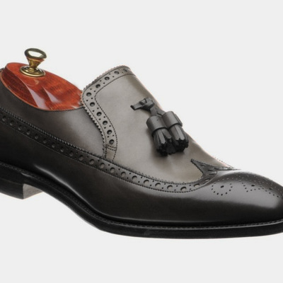 Handmade men new gray black custom wrong tip tassels loafer slips on shoes