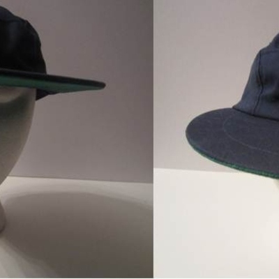 Navy oversized brim sailor influenced snapback hat (unisex)