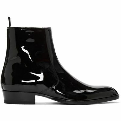 Mens handmade black side zipper high quality leather ankle boots for mens - Thumbnail 4