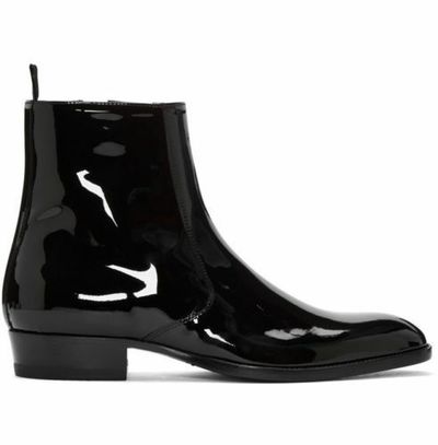 MENS HANDMADE BLACK SIDE ZIPPER HIGH QUALITY LEATHER ANKLE BOOTS FOR MENS