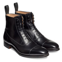 Black Chelsea Leather Boots, Ankle High Boot, Men Dress Cap Toe Chelsea Boots - Thumbnail 1