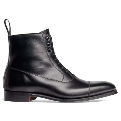 Black chelsea leather boots, ankle high boot, men dress cap toe chelsea boots - Thumbnail 1
