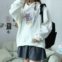 Luna Artemis Cat Printed Hoodie Sweatshirt - Thumbnail 4