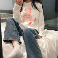 Pink Bear Printed Long Sleeve T-shirt - Thumbnail 1