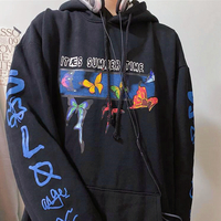 Harajuku Butterfly Printed Hoodie Sweatshirt - Thumbnail 2