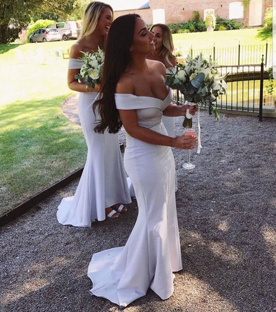 Off the Shoulder White Mermaid Bridesmaid Dresses