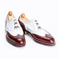 Handmade Men's Brown Spectator Shoes Wingtip Brogue Dress Designer Office Shoes - Thumbnail 1