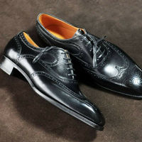 Men's Handmade Black Wing tip Brogue Shoes Spectator Dress Luxury Formal Shoes - Thumbnail 1