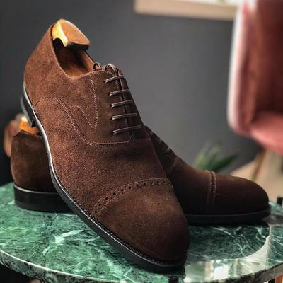 Handmade Oxford Shoes, Brown Suede shoes, Men's formal Dress Shoes, Office Shoe