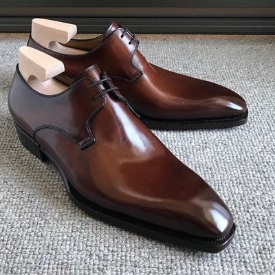 Christmas dark brown leather chukka dress design handsome shoes - Thumbnail 5