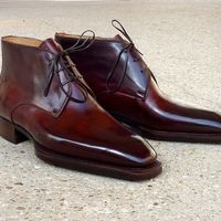 Dark Brown Leather Decent Wear Dress Chukka Designer Gentlemen Boot - Thumbnail 1