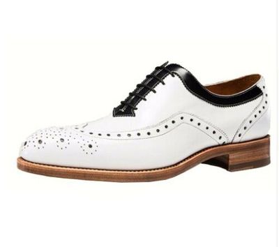 Handmade Men's Two Tone Wing Tip Brogue Lace Up Dress Shoes, Real Leather Shoes