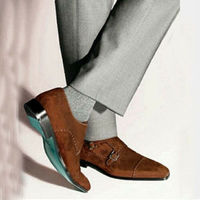 Handmade Monk Strap Shoes, Suede Shoes, Brown suede leather Shoes for men - Thumbnail 4