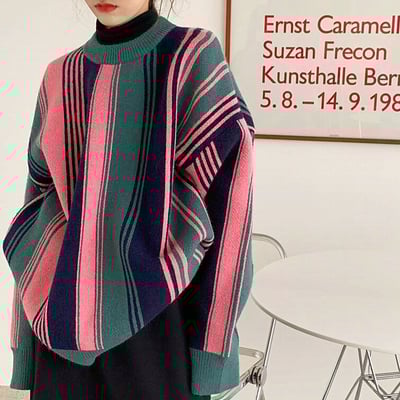 Color block stripe jumper knit sweater