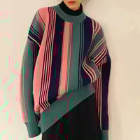 Color Block Stripe Jumper Knit Sweater - Thumbnail 1