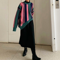 Color Block Stripe Jumper Knit Sweater - Thumbnail 4