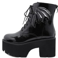 Angel Wings Black Ankle Boots - Thumbnail 4