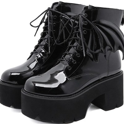 Angel wings black ankle boots - Thumbnail 4