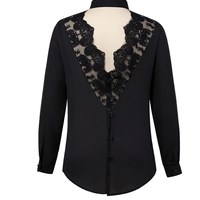 Sexy Back Black Long Sleeve Top with Lace Details - Thumbnail 5