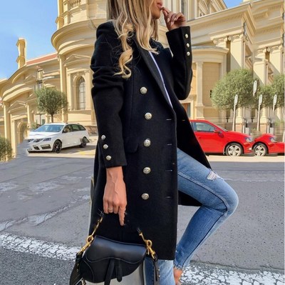 Chic Double breasted Women's Long Coat