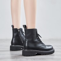 Leather Black Martin Boots - Thumbnail 3