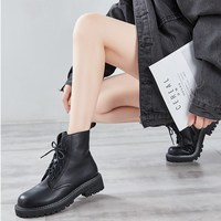 Leather Black Martin Boots - Thumbnail 4