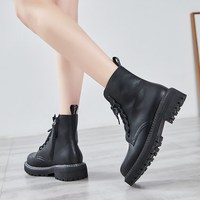 Leather Black Martin Boots - Thumbnail 5